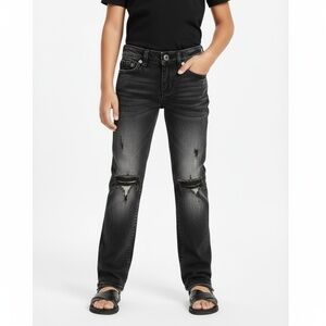 True Religion Jeans Kids Size 7 Black Gray Straight Leg Flap Pockets jeans